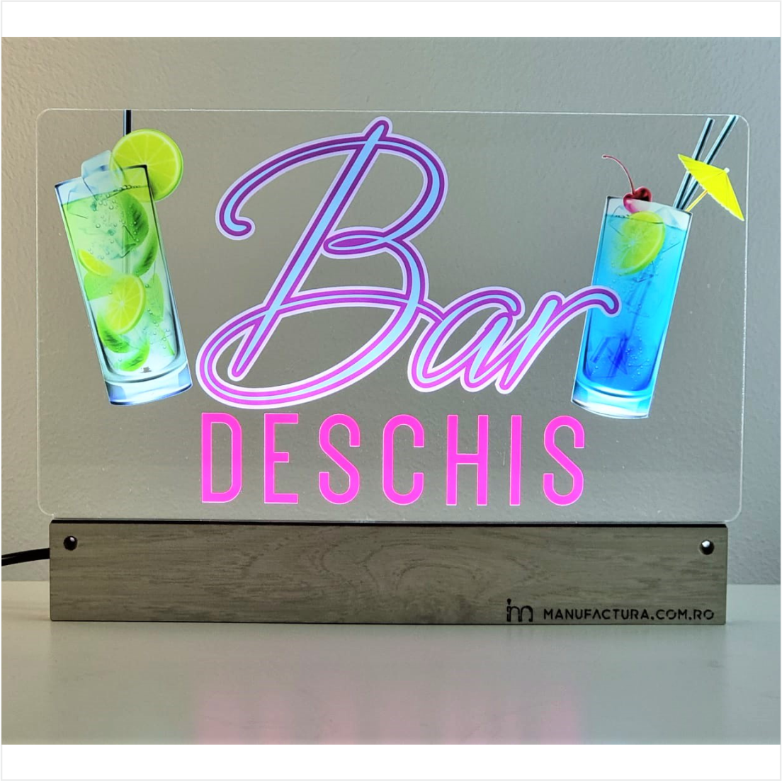 Reclama luminoasa Vitrina - Bar - pahare de cocktail WS-03